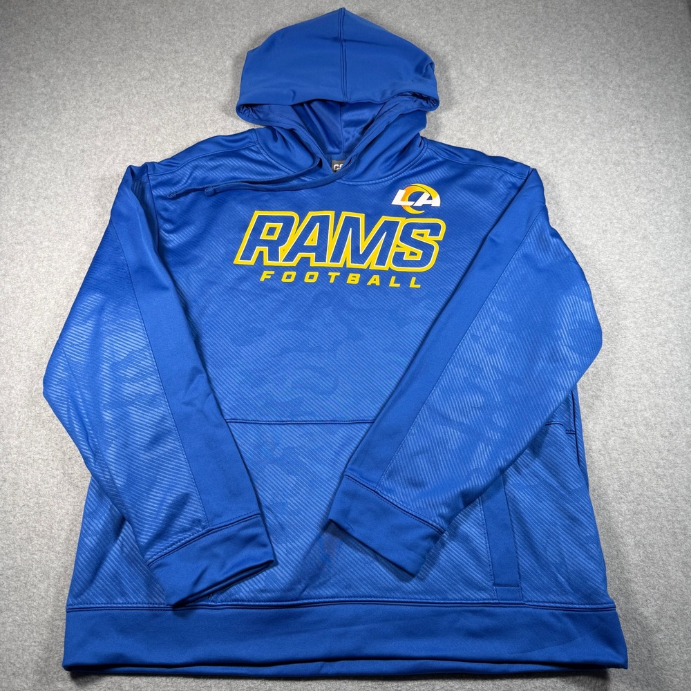 CSA Los Angeles Rams Football Hoodie Mens XL Blue Graphic Pullover Sweatshirt